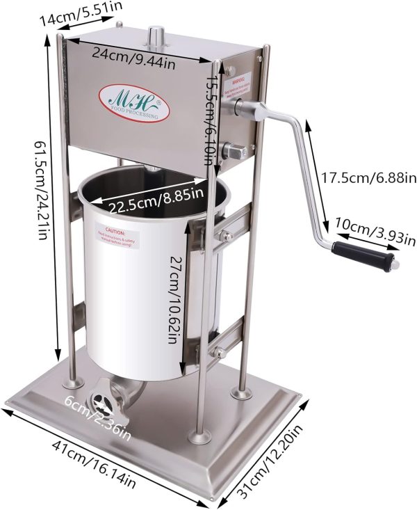 Commercial Sausage Stuffer Stainless Steel 2.6 Gal Dual Use-1