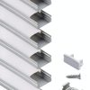 LED Strip Channel Muzata White Waterproof Metal Profile U1SW-0