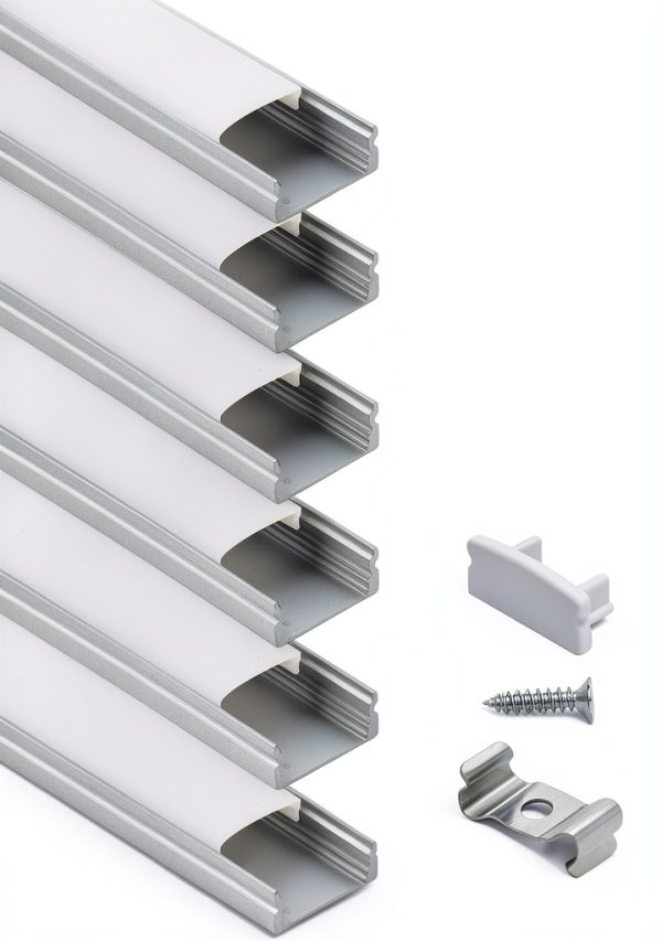 LED Strip Channel Muzata White Waterproof Metal Profile U1SW-0