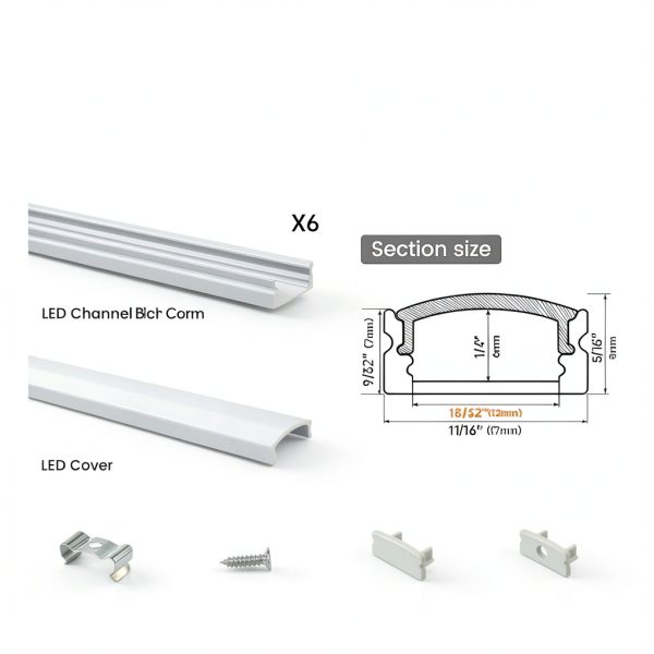 LED Strip Channel Muzata White Waterproof Metal Profile U1SW-1