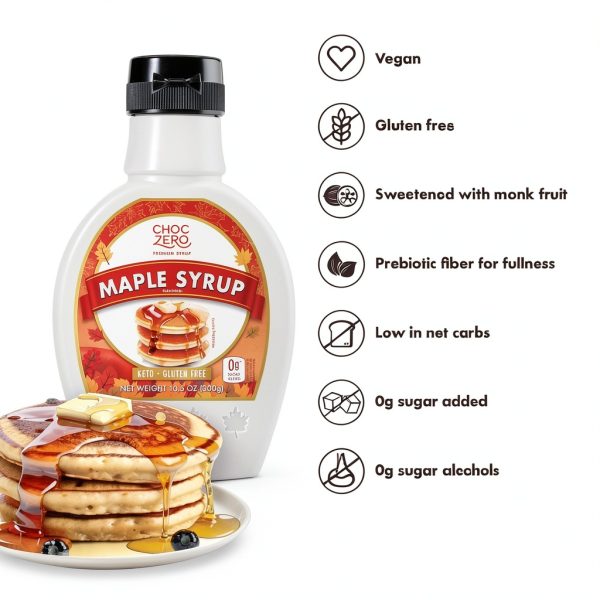ChocZero Maple Syrup, Sugar Free, Low Carb, Sugar Alcohol Free, Gluten Free, No Preservatives, Non-GMO Dessert and Breakfast Topping Syrup, 10.5oz (Pack of 1)-2