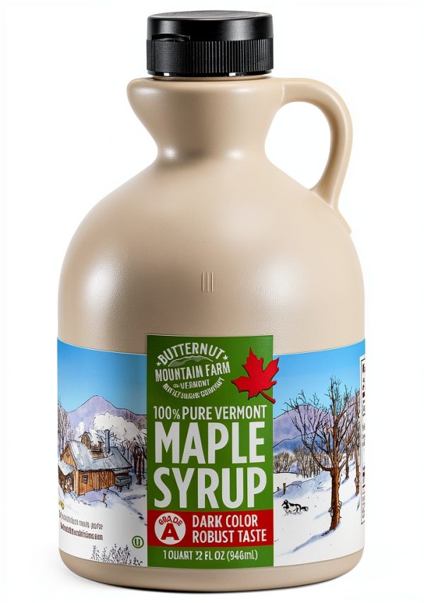 Butternut Mountain Farm Pure Vermont Maple Syrup, Grade A, Dark Color, Robust Taste, All Natural, Easy Pour, 32 Fl Oz, 1 Qt (Prev Grade B)-0