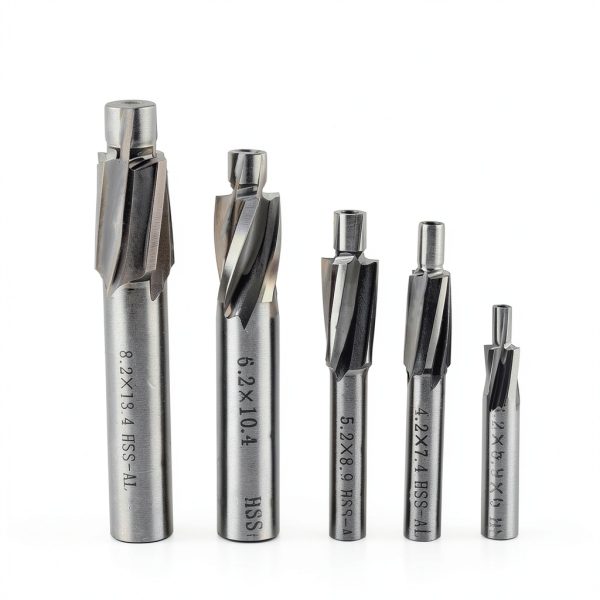 Watris Veiyi 5PCS Counterbore Drill Bit Set, HSS-AL Straight Shank 4 Flutes End Mill Bits, M3-M8 Pilot Slotting Counterbore Mould End Mill Cutter-1