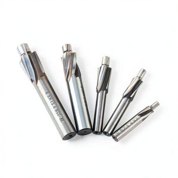 Watris Veiyi 5PCS Counterbore Drill Bit Set, HSS-AL Straight Shank 4 Flutes End Mill Bits, M3-M8 Pilot Slotting Counterbore Mould End Mill Cutter-0