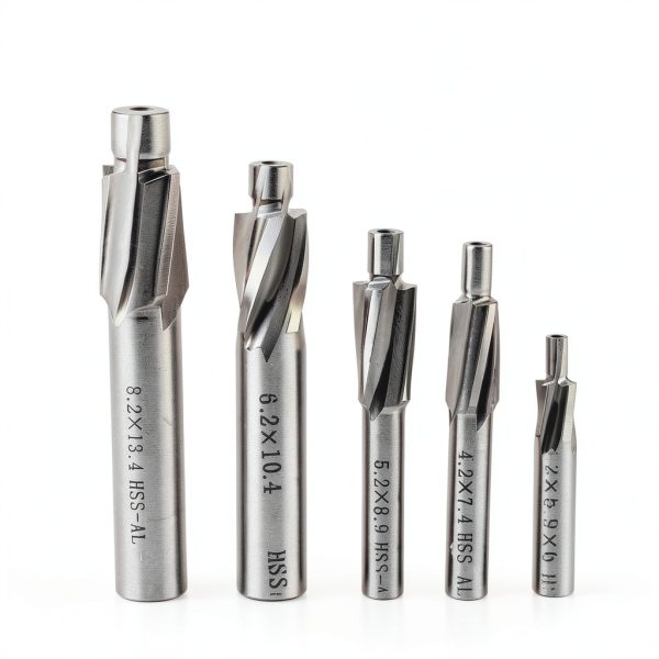 Watris Veiyi 5PCS Counterbore Drill Bit Set, HSS-AL Straight Shank 4 Flutes End Mill Bits, M3-M8 Pilot Slotting Counterbore Mould End Mill Cutter-8