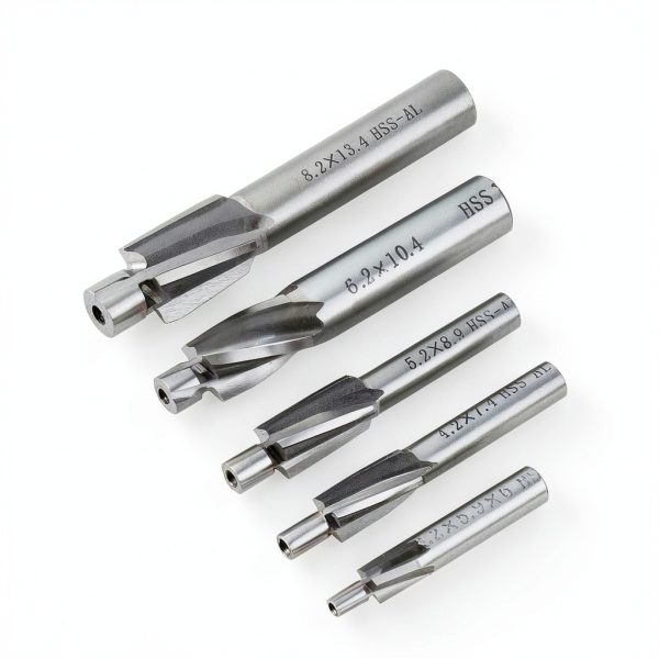 Watris Veiyi 5PCS Counterbore Drill Bit Set, HSS-AL Straight Shank 4 Flutes End Mill Bits, M3-M8 Pilot Slotting Counterbore Mould End Mill Cutter-4